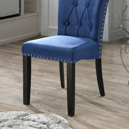 Better Home Products La Costa Velvet Tufted Dining Chair Set of 2 in Blue