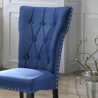 Better Home Products La Costa Velvet Tufted Dining Chair Set of 2 in Blue