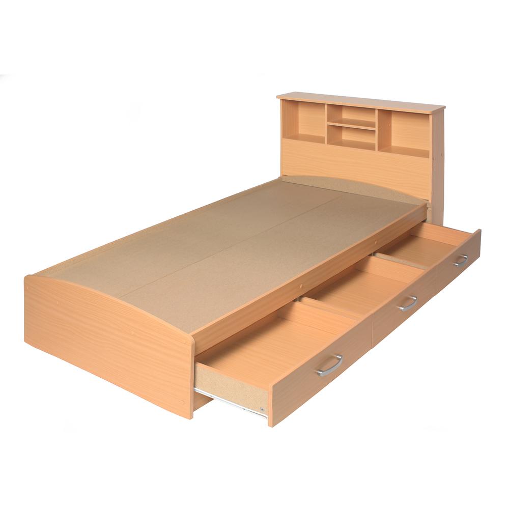 Better Home Products California Wooden Twin Captains Bed in Beech