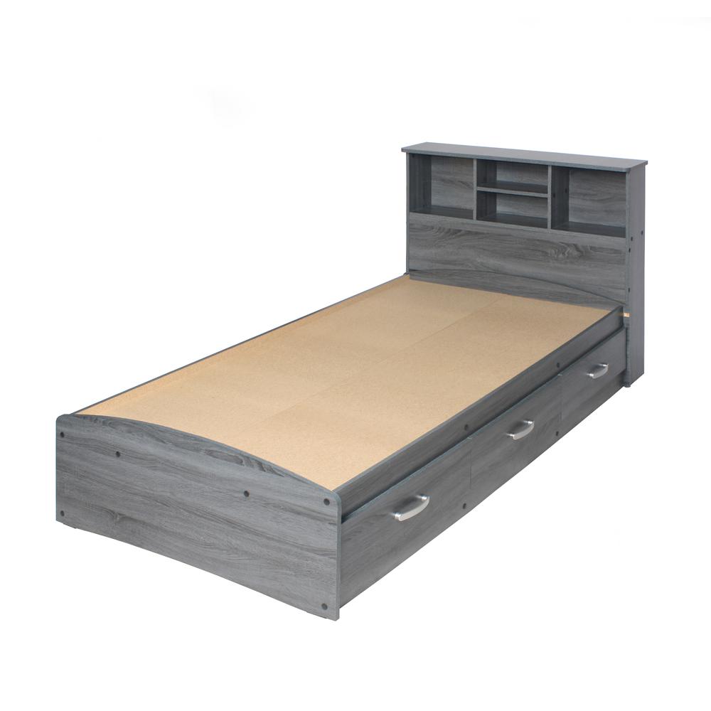 Better Home Products California Wooden Twin Captains Bed in Gray