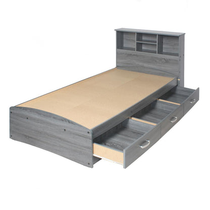 Better Home Products California Wooden Twin Captains Bed in Gray