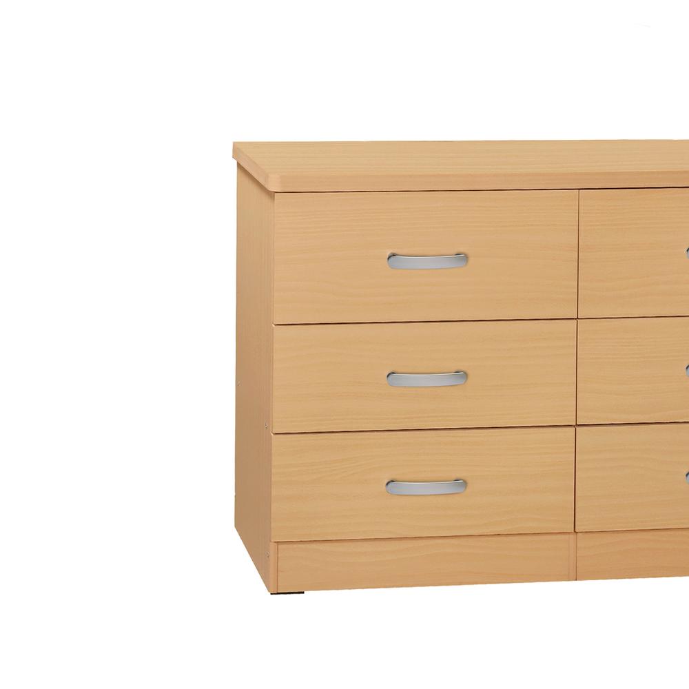 Better Home Products DD & PAM 6 Drawer Engineered Wood Bedroom Dresser in Beech