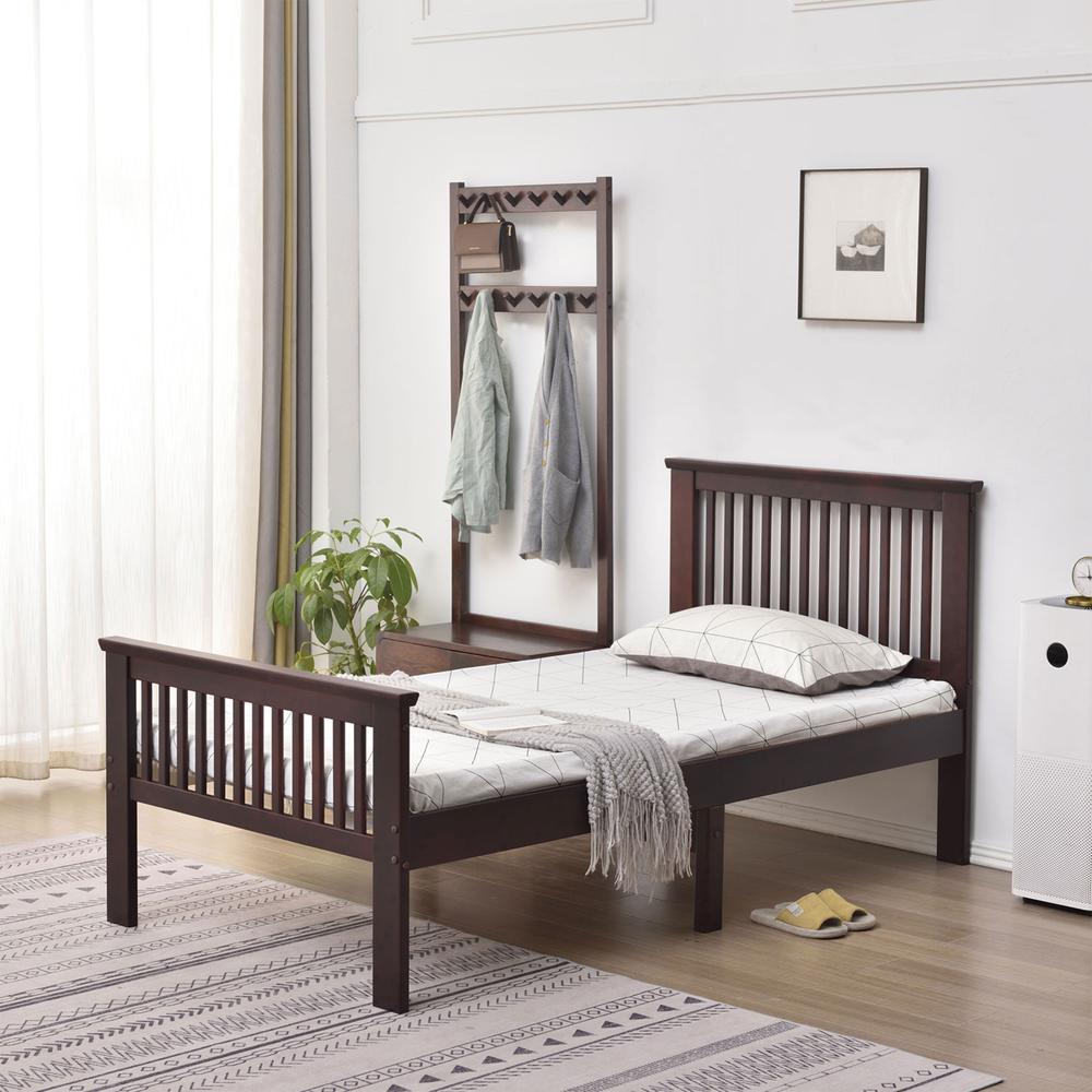 Better Home Products Jassmine Solid Wood Platform Pine Twin Bed in Mahogany