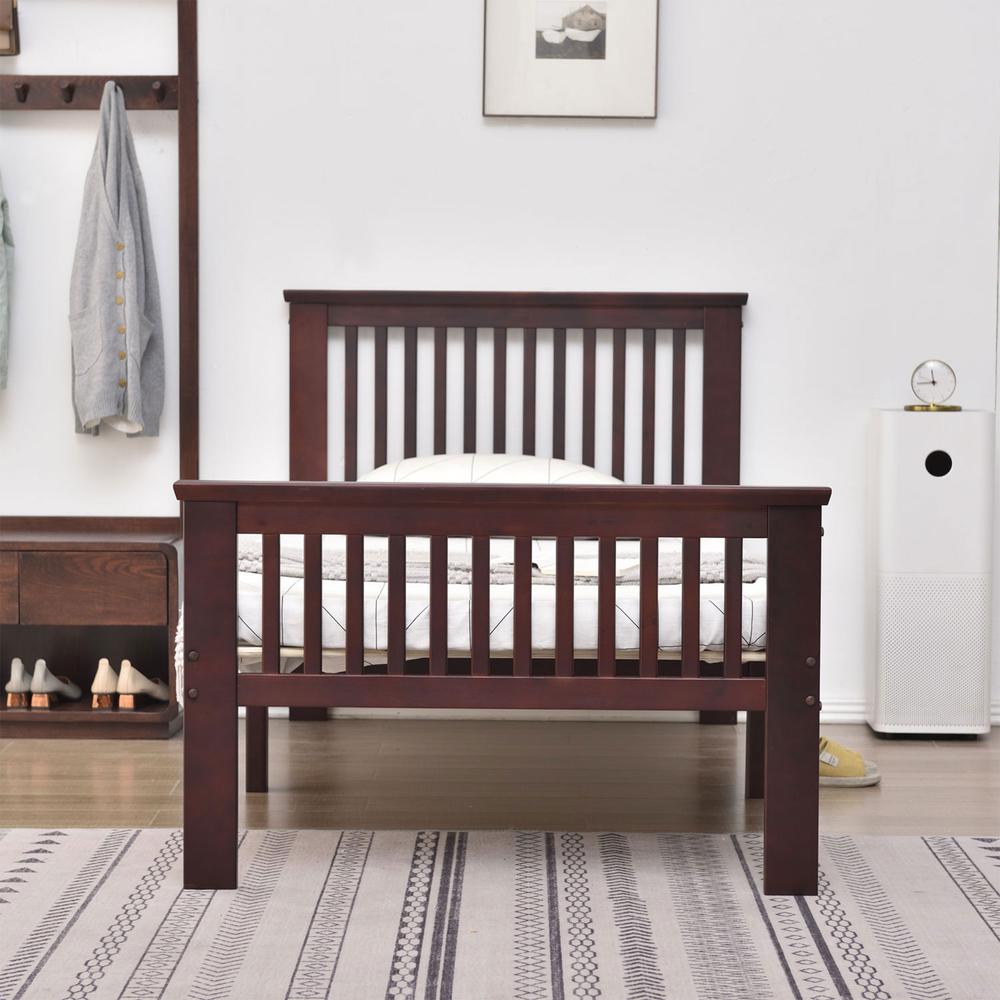Better Home Products Jassmine Solid Wood Platform Pine Twin Bed in Mahogany