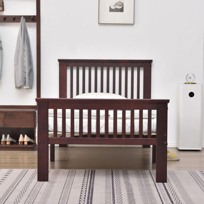 Better Home Products Jassmine Solid Wood Platform Pine Twin Bed in Mahogany