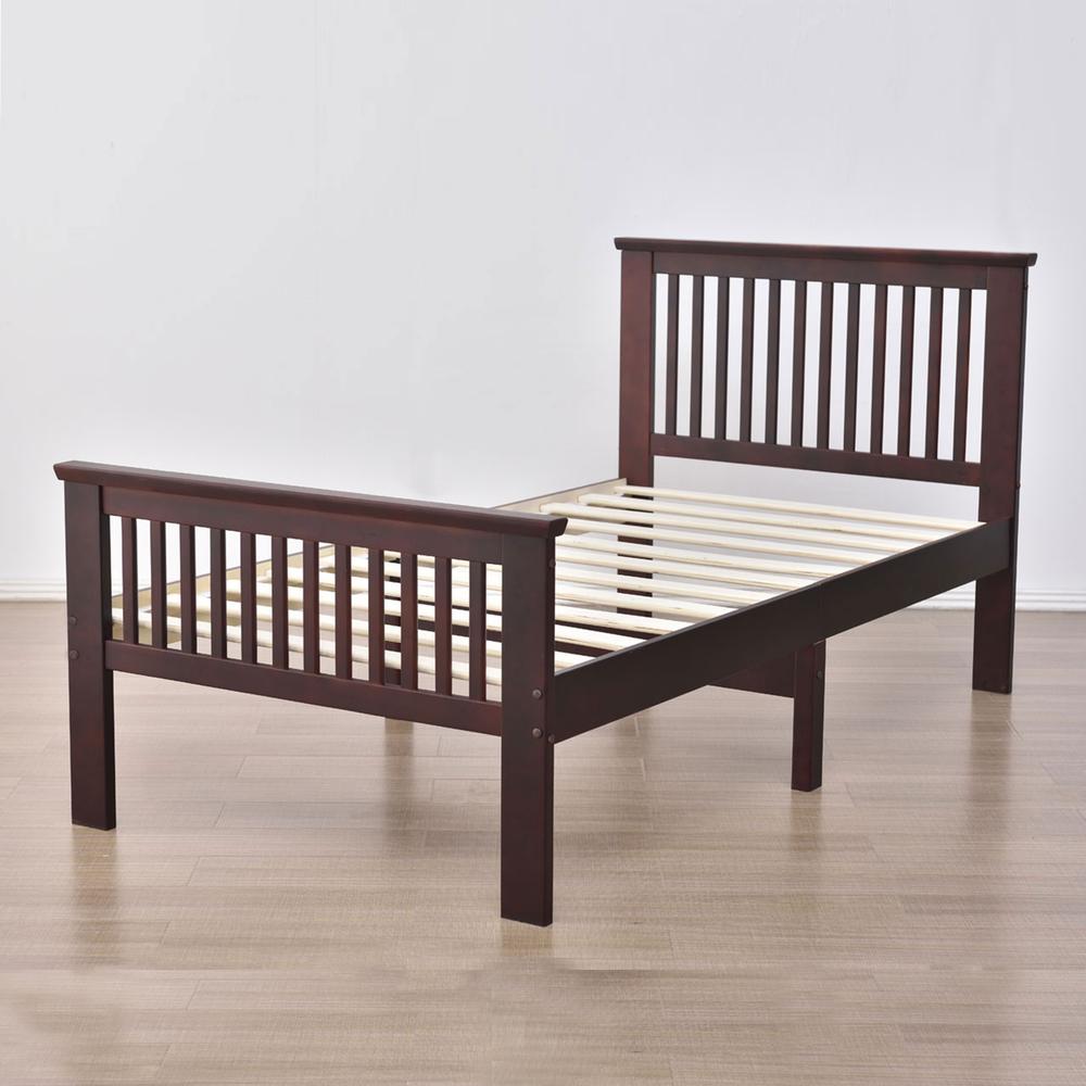 Better Home Products Jassmine Solid Wood Platform Pine Twin Bed in Mahogany