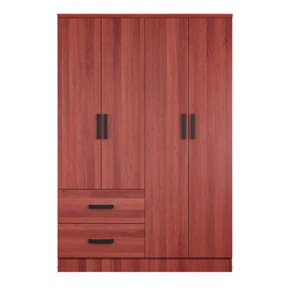 Better Home Products Luna Modern Wood 4 Doors 2 Drawers Armoire in Mahogany