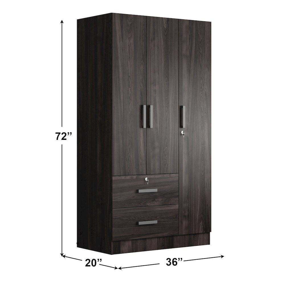 Better Home Products Symphony Wardrobe Armoire Closet with Two Drawers  Tobacco