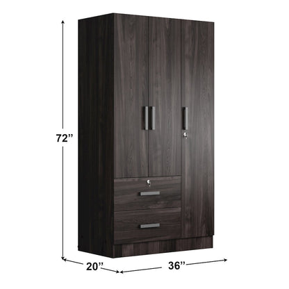 Better Home Products Symphony Wardrobe Armoire Closet with Two Drawers  Tobacco