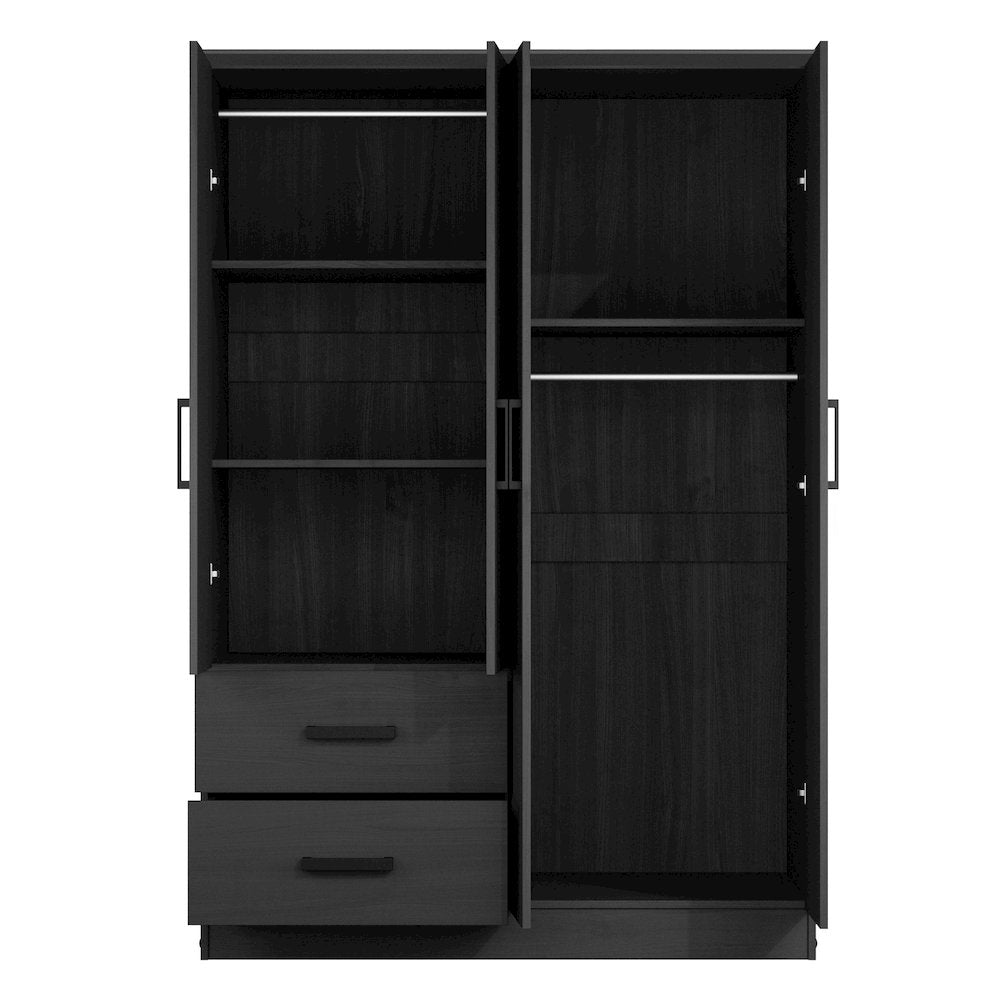 Better Home Products Luna Modern Wood 4 Doors 2 Drawers Armoire in Black