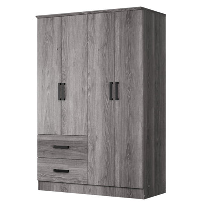 Better Home Products Luna Modern Wood 4 Doors 2 Drawers Armoire in Gray
