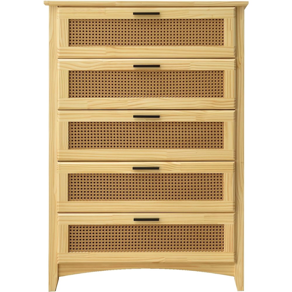 Woodpeckers Furniture And Mattress Pine Wood Chest with Rattan Drawers (Natural)