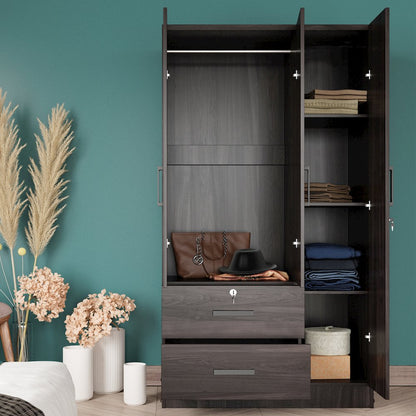 Better Home Products Symphony Wardrobe Armoire Closet with Two Drawers  Tobacco