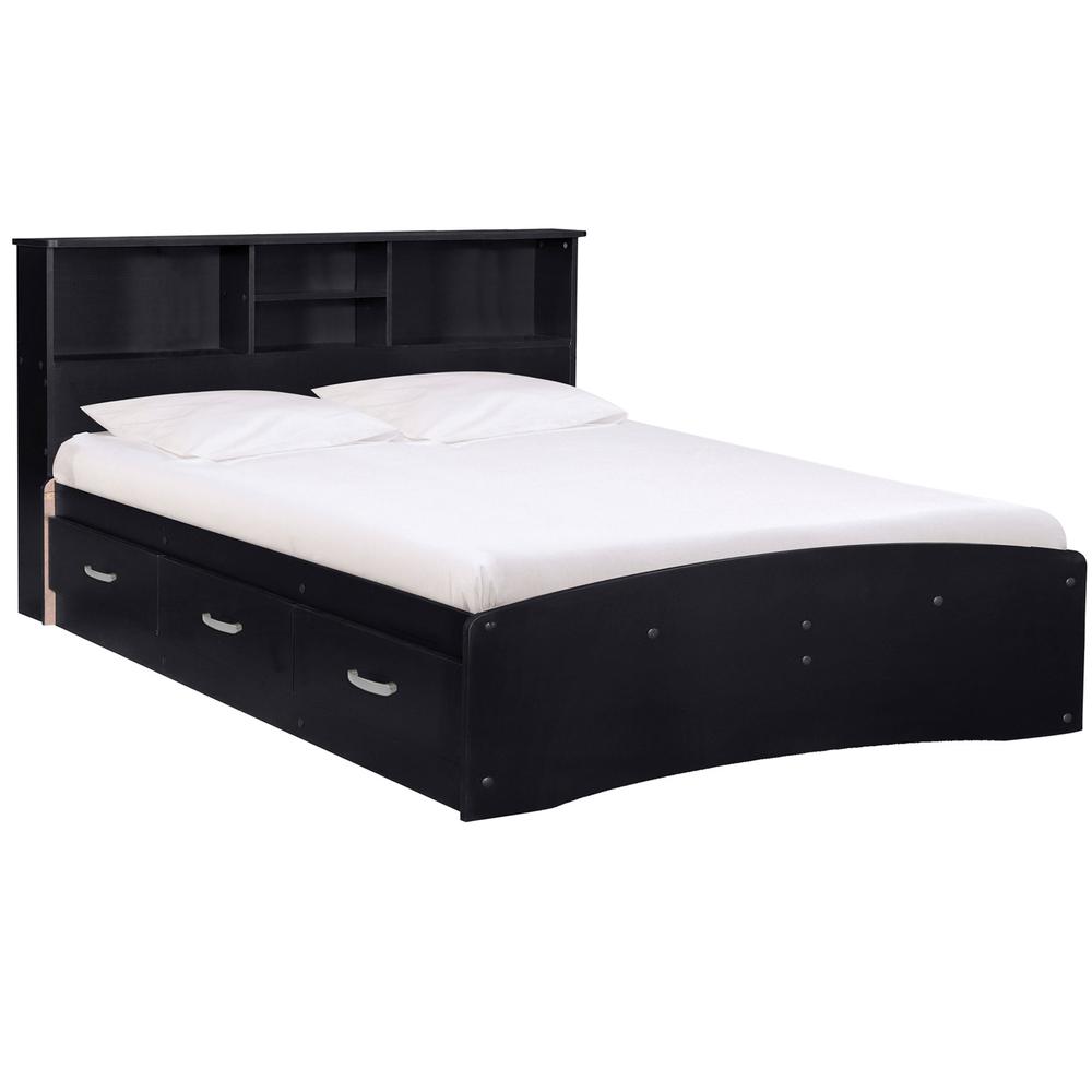 Better Home Products California Wooden Full Captains Bed in Black
