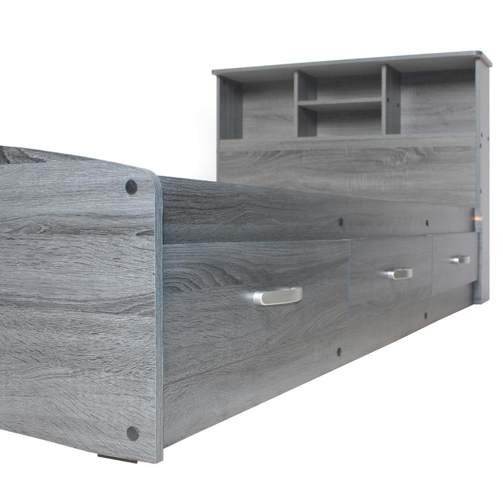 Better Home Products California Wooden Full Captains Bed in Gray