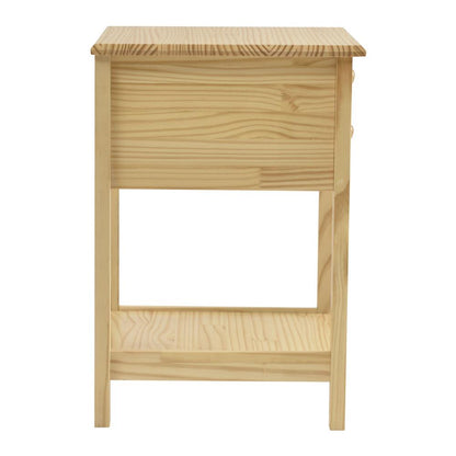 Better Home Products Solid Pine Wood 2 Drawer Nightstand in White & Natural