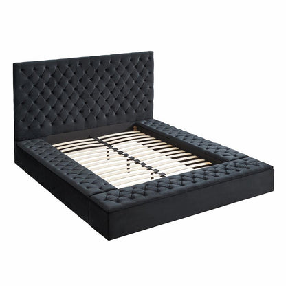 Better Home Products Cosmopolitan Velvet Upholstered Platform Queen Bed in Black