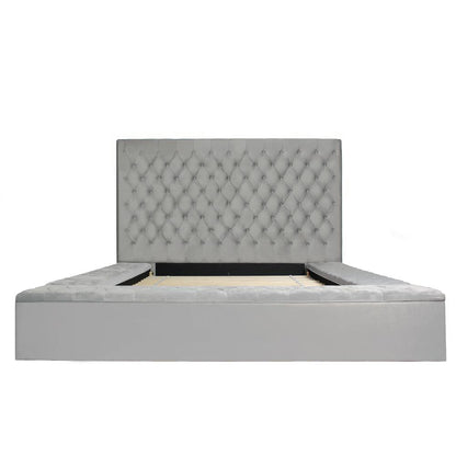 Better Home Products Cosmopolitan Velvet Upholstered Platform Queen Bed in Gray