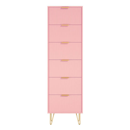 6-Drawer Lingerie Chest with Gold Metal Legs and Handles (Pink)