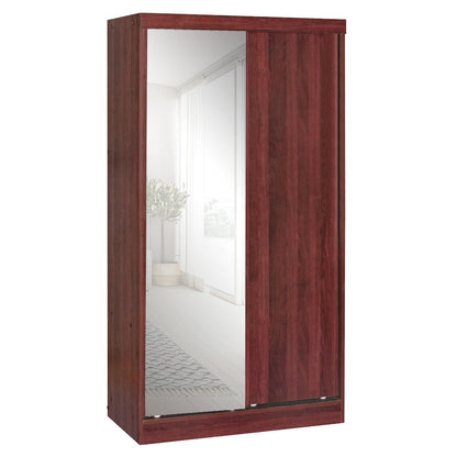 Mirror Wood Double Sliding Door Wardrobe