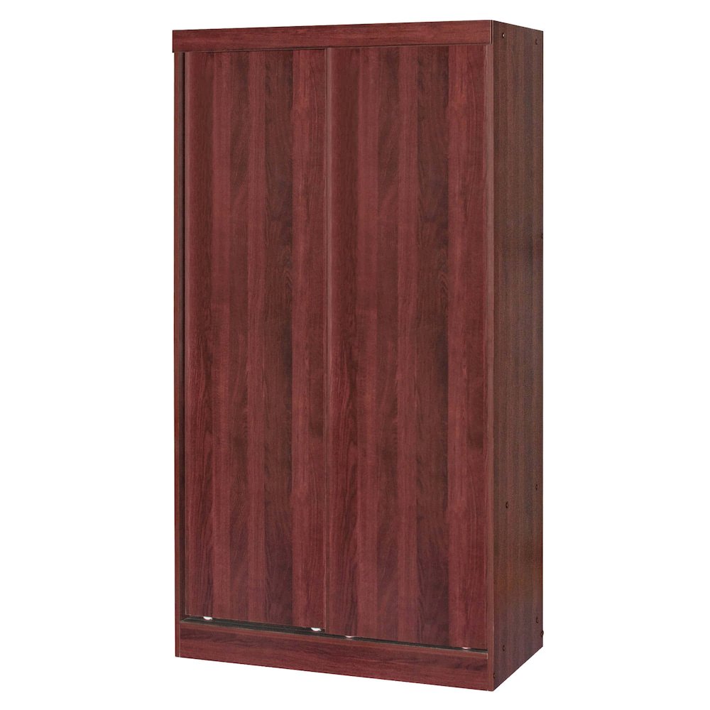 Better Home Products Modern Wood Double Sliding Door Wardrobe in Mahogany