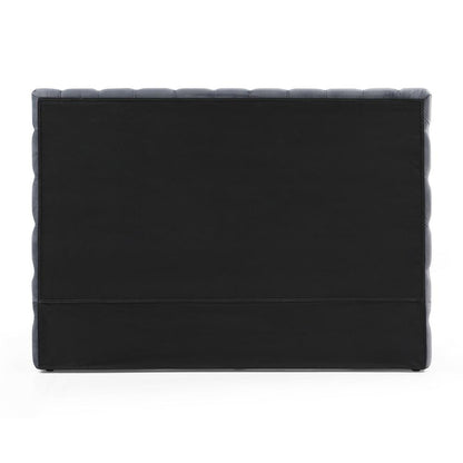Velvet Queen Bed with Deep Button Tufting in Gray