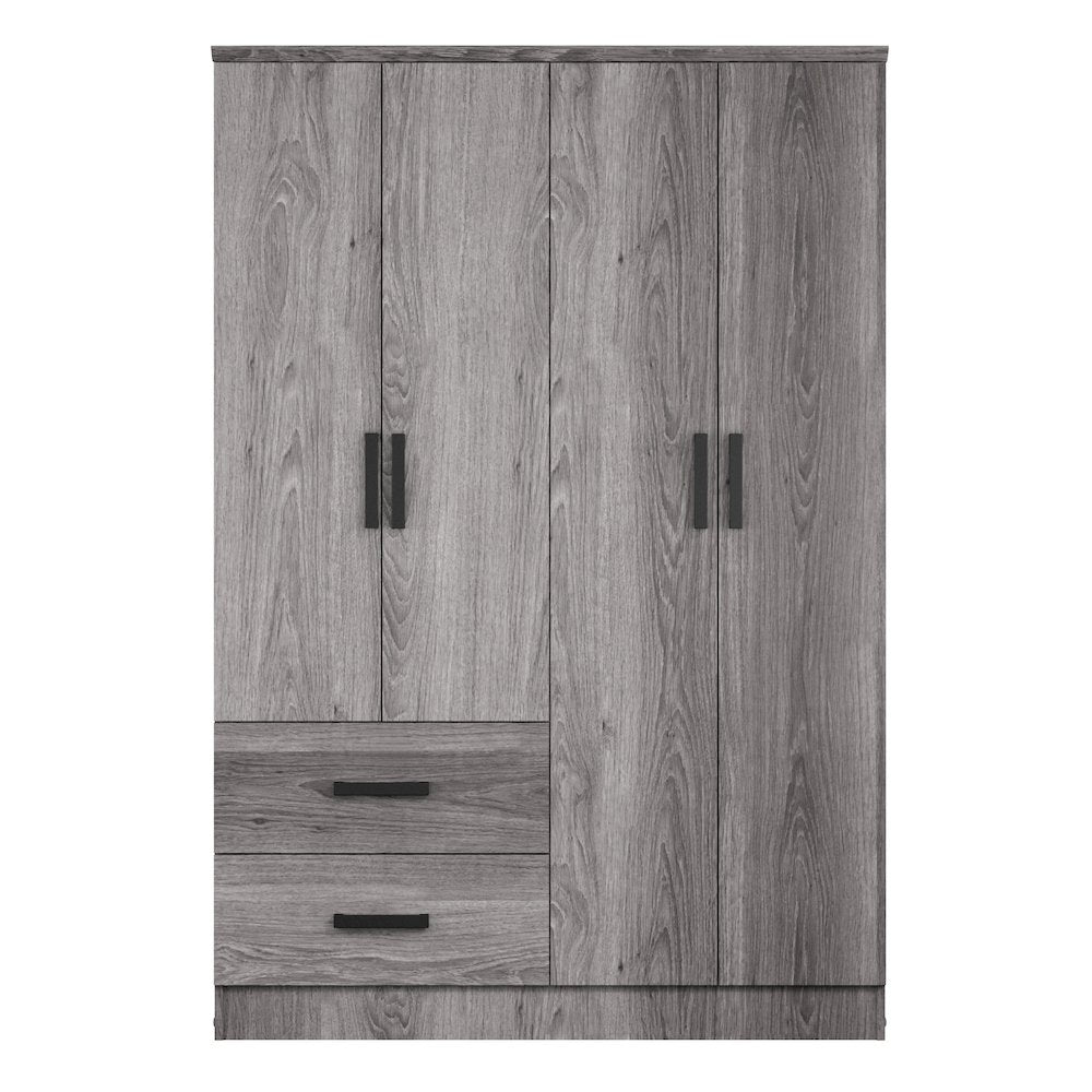 Better Home Products Luna Modern Wood 4 Doors 2 Drawers Armoire in Gray