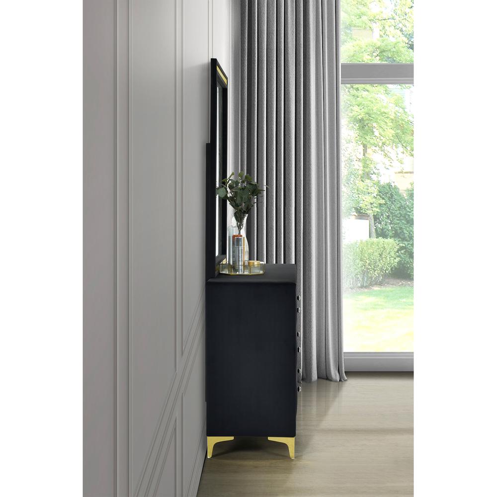 Velvet 6 Drawer Dresser with Gold Legs and Trim
