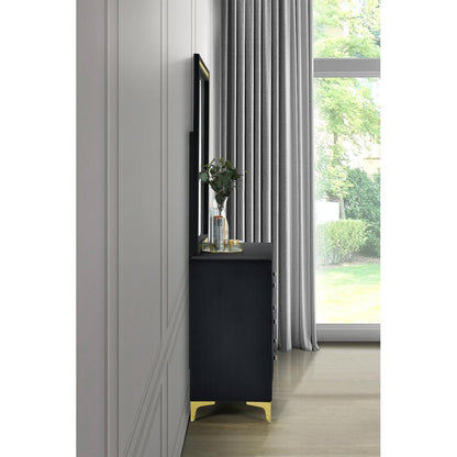 Velvet 6 Drawer Dresser with Gold Legs and Trim