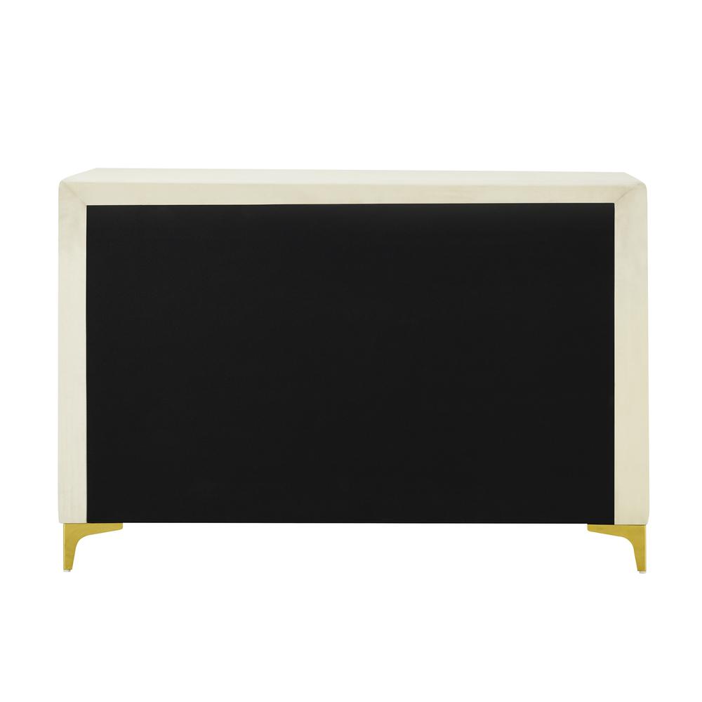 Velvet 6 Drawer Dresser with Gold Legs and Trim