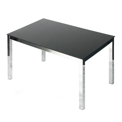 Better Home Products Elliott Chrome Metal Frame Black Tempered Glass Table