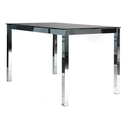 Better Home Products Elliott Chrome Metal Frame Black Tempered Glass Table