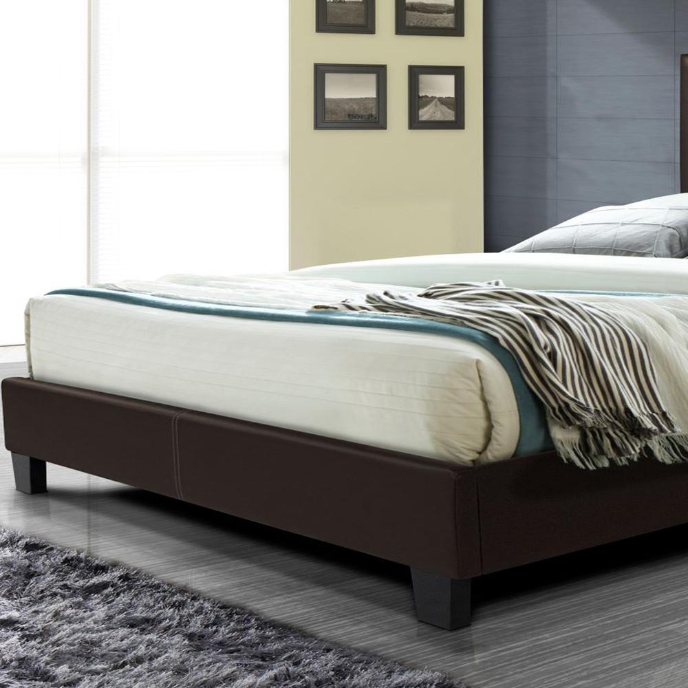 Better Home Products Nora Faux Leather Upholstered King Panel Bed in Tobacco