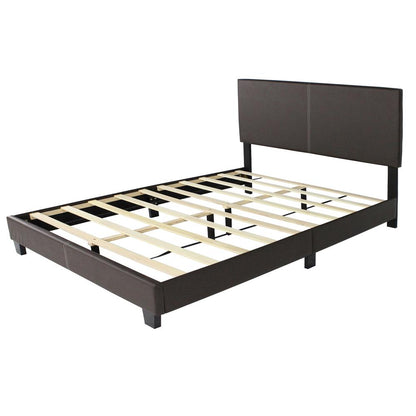 Better Home Products Nora Faux Leather Upholstered King Panel Bed in Tobacco
