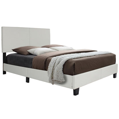 Better Home Products Nora Faux Leather Upholstered King Panel Bed in White