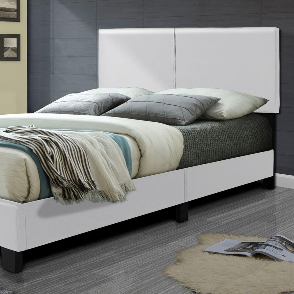 Better Home Products Nora Faux Leather Upholstered King Panel Bed in White