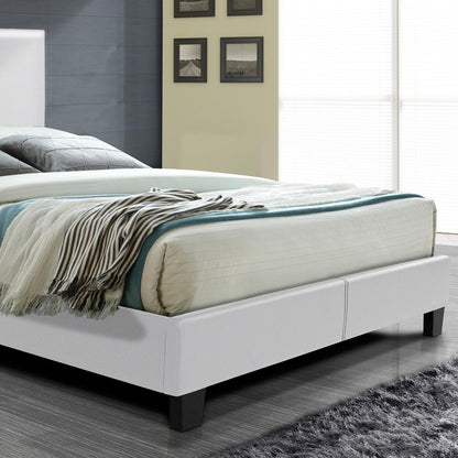 Better Home Products Nora Faux Leather Upholstered King Panel Bed in White