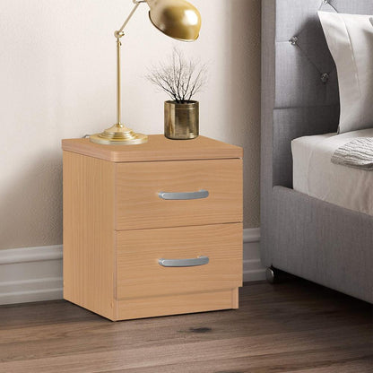 Better Home Products Cindy Faux Wood 2 Drawer Nightstand in Beech