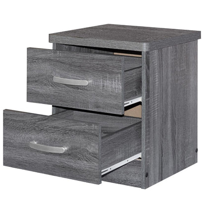 Better Home Products Cindy Faux Wood 2 Drawer Nightstand in Gray