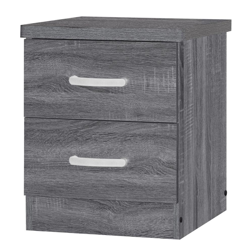 Better Home Products Cindy Faux Wood 2 Drawer Nightstand in Gray