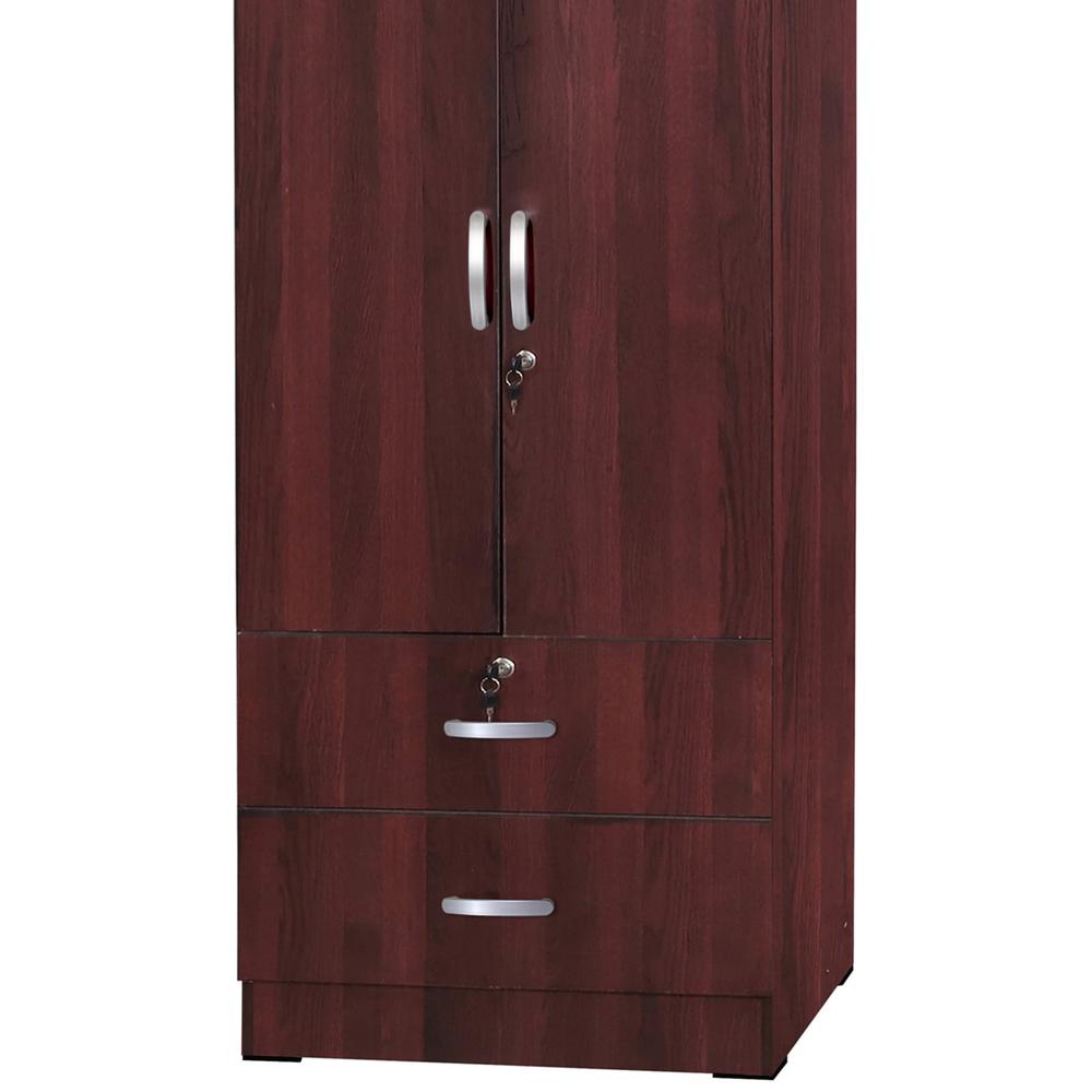 Better Home Products Grace Wood 2-Door Wardrobe Armoire with 2-Drawers Mahogany