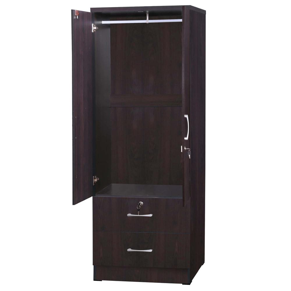 Better Home Products Grace Armoire Wardrobe with Mirror & Drawers in Tobacco