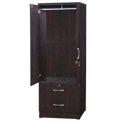 Better Home Products Grace Armoire Wardrobe with Mirror & Drawers in Tobacco