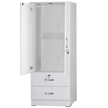 Better Home Products Grace Wood 2-Door Wardrobe Armoire with 2-Drawers in White