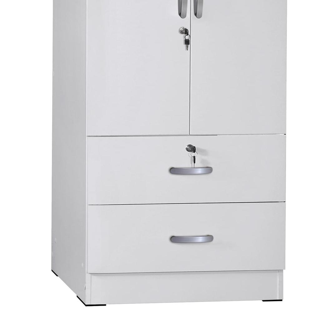 Better Home Products Grace Wood 2-Door Wardrobe Armoire with 2-Drawers in White