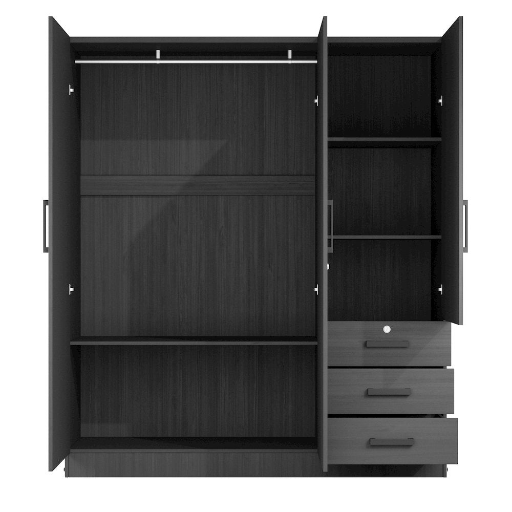 Jumbo 61" Wide Large Wardrobe Closet 3 Doors and 3 Drawers Lots of Storage