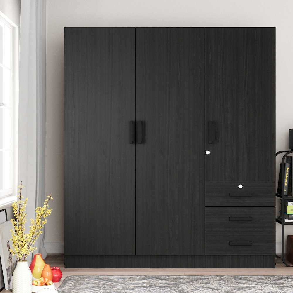 Jumbo 61" Wide Large Wardrobe Closet 3 Doors and 3 Drawers Lots of Storage