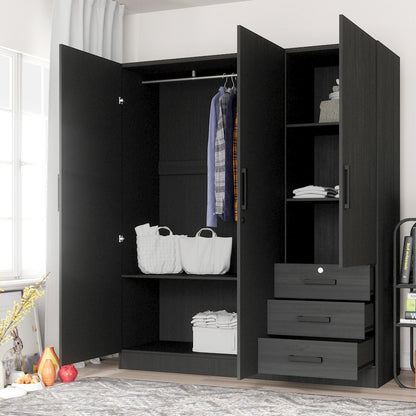 Jumbo 61" Wide Large Wardrobe Closet 3 Doors and 3 Drawers Lots of Storage