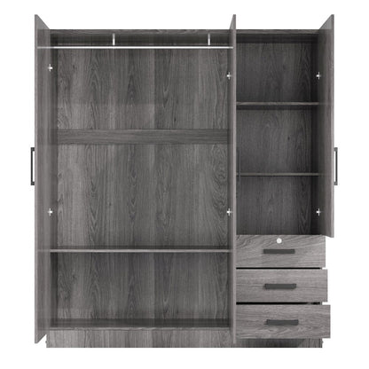 61"Wide Armoire Wardrobe Closet For Hanging With 3 Drawers & Shelves