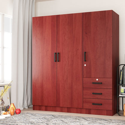 61"Wide Armoire Wardrobe Closet For Hanging With 3 Drawers & Shelves
